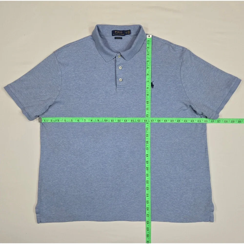 Polo Ralph Lauren Men XL Classic Fit Blue Cotton Polo Shirt Pony Logo